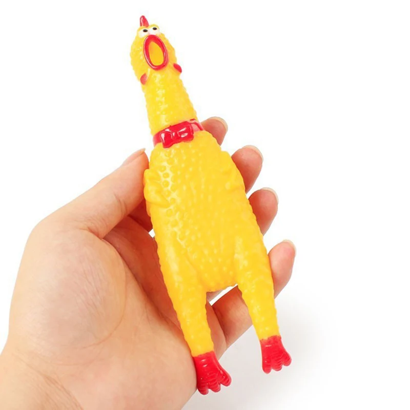 Fashion Pets Dog Squeak Toys Screaming Chicken Squeeze Sound Toy For Dogs Super Durable Funny Yellow Rubber Chicken Dog Chew Toy