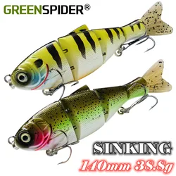 GREENSPIDER new Lure Jointed Bait 140mm/38.8G Swimbait Fishing Lures Hard Body Sinking Bass Pike Fishing Bait Tackle