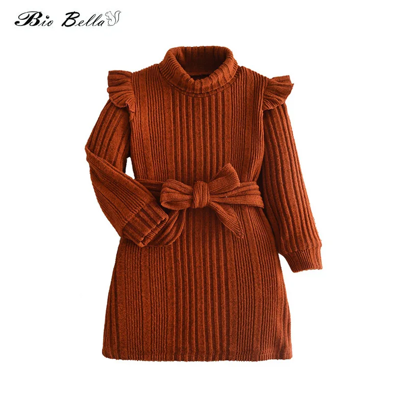 Girls Sweater Dress Spring Autumn New Children's Knitted Clothing Girls Fashion Long Sleeve Princess Dresses 3-7 Years