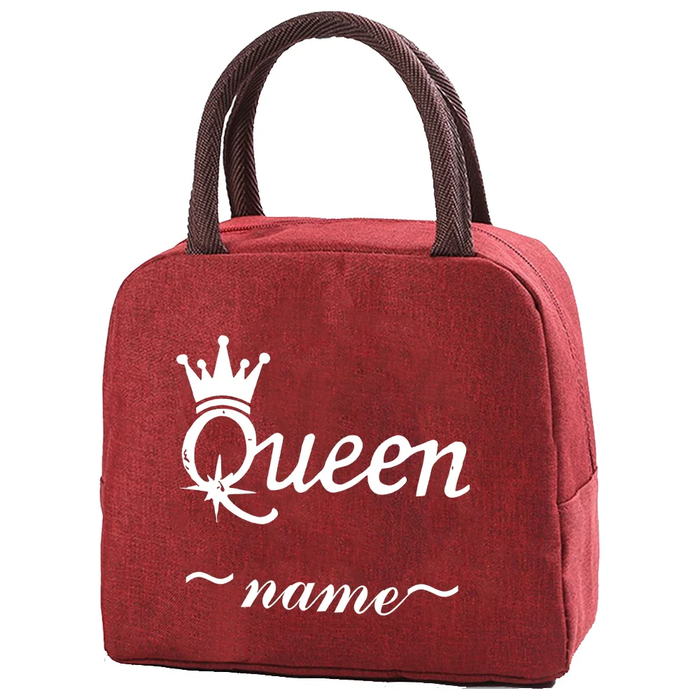 Personalized Customization Name Red Lunch Bag Thickened Food Insulation Bag Travel Picnic Bag, Customized Product