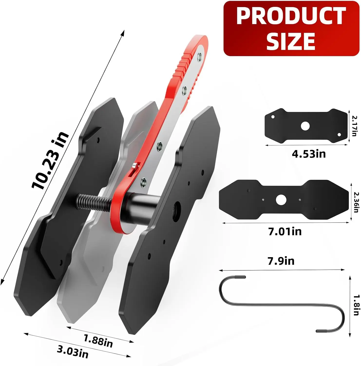 Car Brake Caliper Press Tool 360 Degree Swing Ratchet Wrench Disc Brake Caliper Piston Spreader with 2 Steel Plates, 2 Hooks