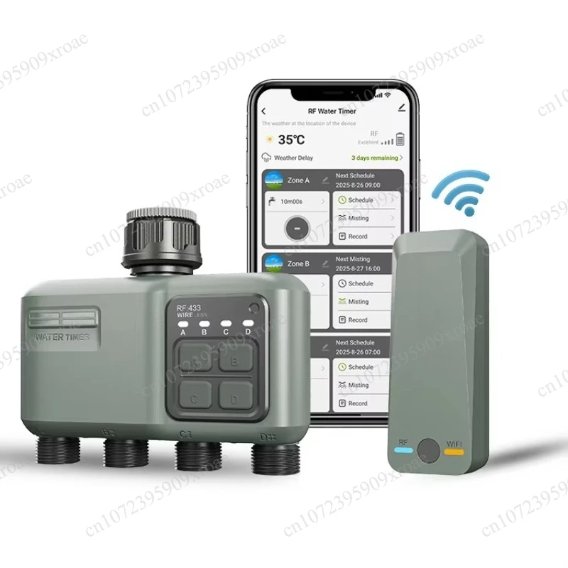 Newly designed four water outlets, intelligent radio frequency WIFI wireless watering timer, garden watering irrigation system