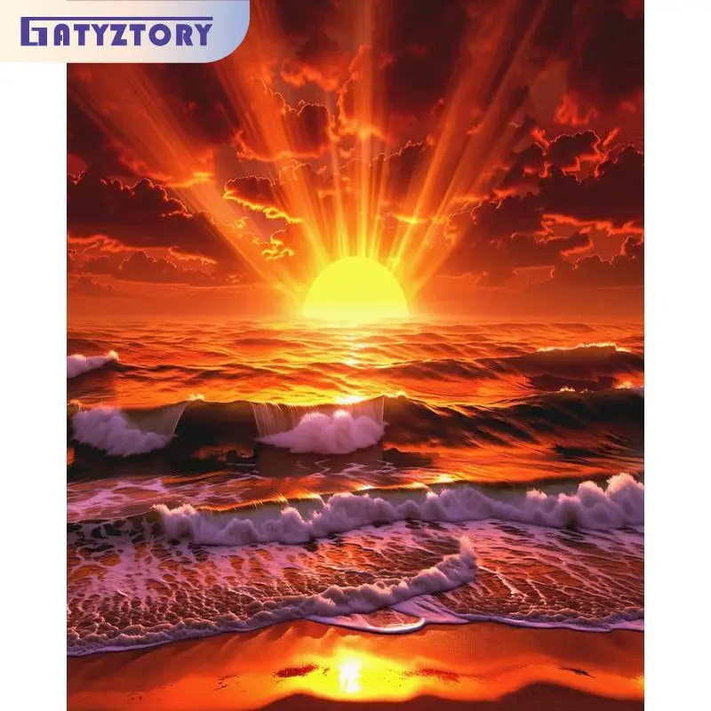 

GATYZTORY Sunset Painting By Numbers Home Decor Gift Canvas Painting Scenery Canvas for Painting Kits Unique Gift Artwork