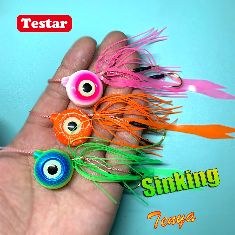 60g Testar Fishing Lures Deep Sea Kabura Jigging Glow Metal Jig Slow Jig Dead Rubber Skirt Luminous Tenya Madai Inchiku Pesca