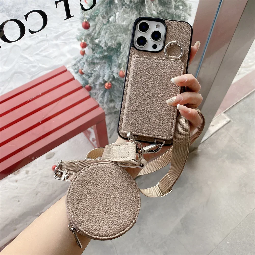 

Crossbody Wallet Coin Purse Phone Case for IPhone 16 15 14 13 12 11 Pro Max 7 8 Plus Card Pocket Holder Lanyard Leather Cover