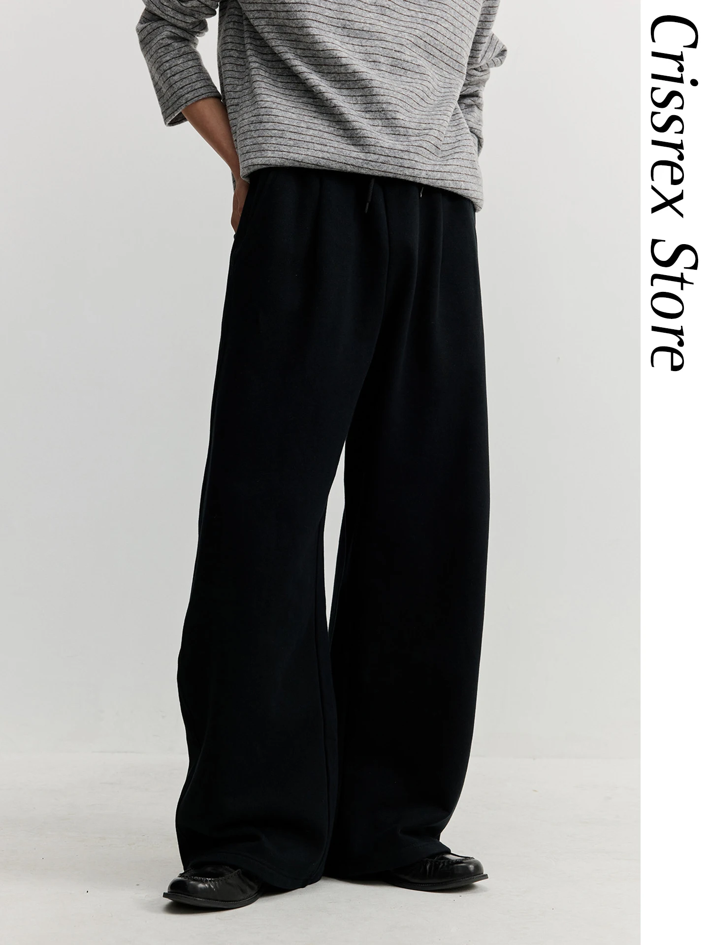 

Vermicelli VMCL Crissrex Store Retro Silhouette Bend Knife Sweatpants Straight Casual Pants Loose Wide Leg Cotton Blend
