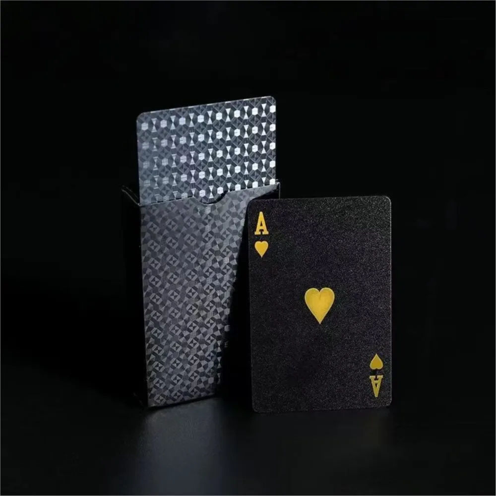 Black Gold Playing Cards Plastic Waterproof Poker Card Multi-Holiday Practical Party Board Game Toy for Family Group Game Night
