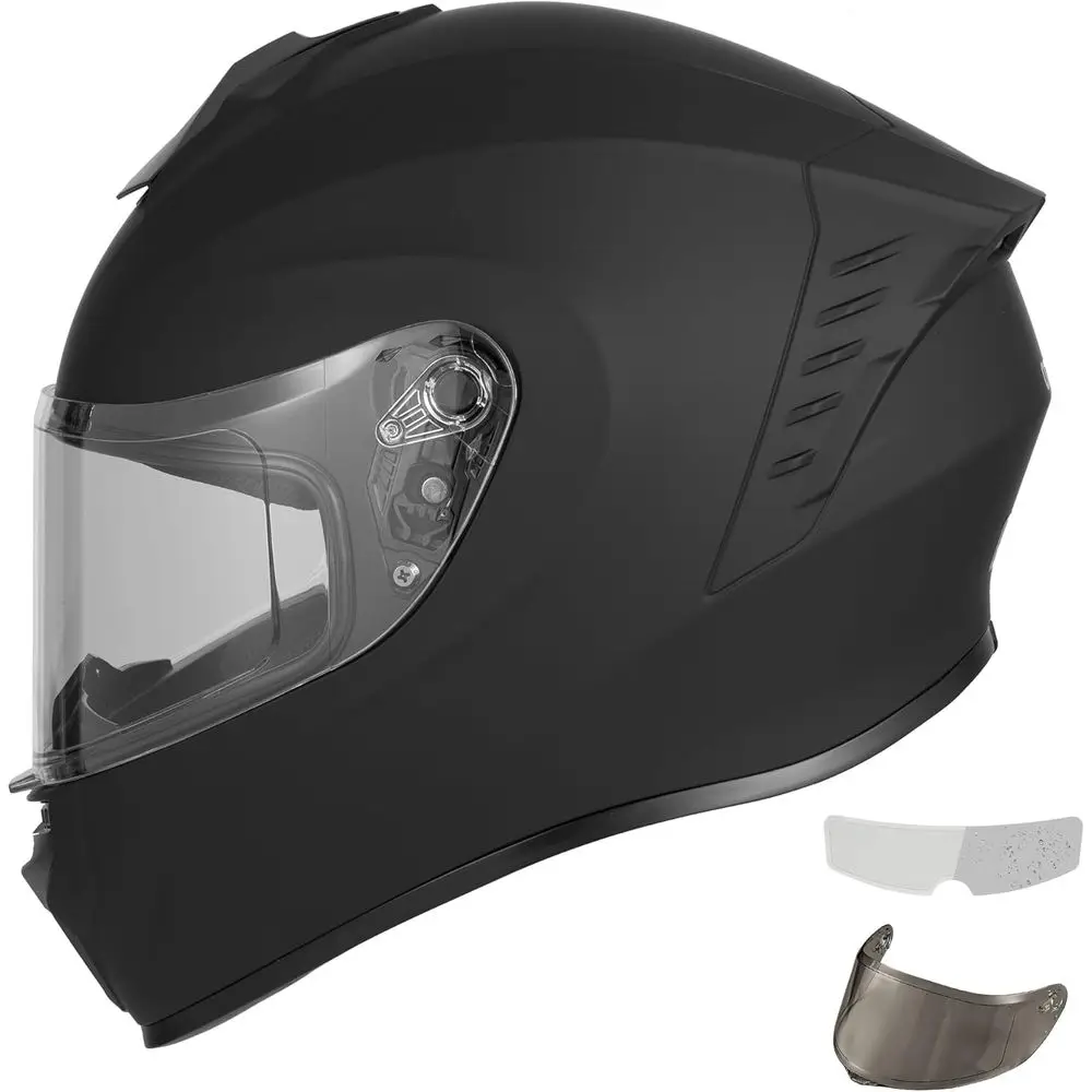 

DOT Certified Matte Black Motorcycle Helmets with Anti-Scratch for Men & Women