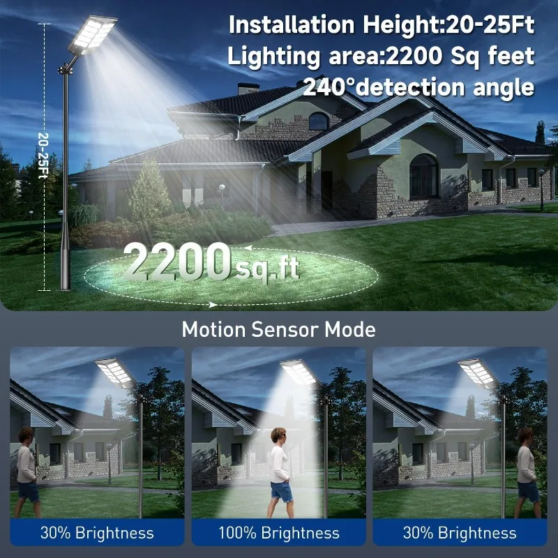 Outdoor Waterproof Solar Light (2400W, 160000LM Outdoor Solar Motion Sensor Light