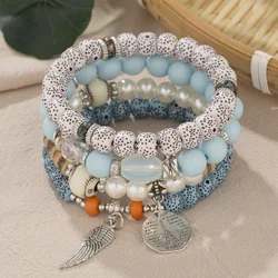New Bohemian Layered Bracelet Fashion Creative Women's Head Angel Wings English Film Multi-layer Beaded Bracelet