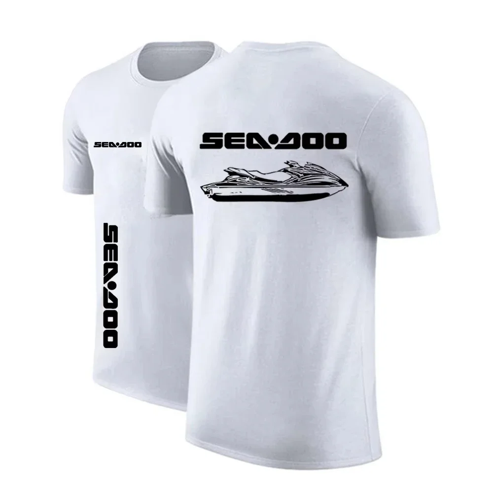 Sea Doo Seadoo Moto Men's New Summer Hot Sale Solid Color T-Shirts Casual Round-Neck Short-Sleeved Fashion Printing Top Clothing