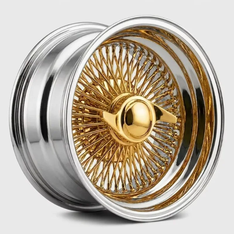 Steel Wire Wheels For Chevy Impala Cadillac Fleetwood 13x7 14x7 15x8 5x120.65 5x127 5x114.3 Lowrider Style 60 72 100 150 Spokes