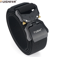 TUSHI New Aluminum Alloy Quick Release Pluggable Buckle Elastic Belts For Men Durable Tactical Belt Cowboy Outdoor Military Belt