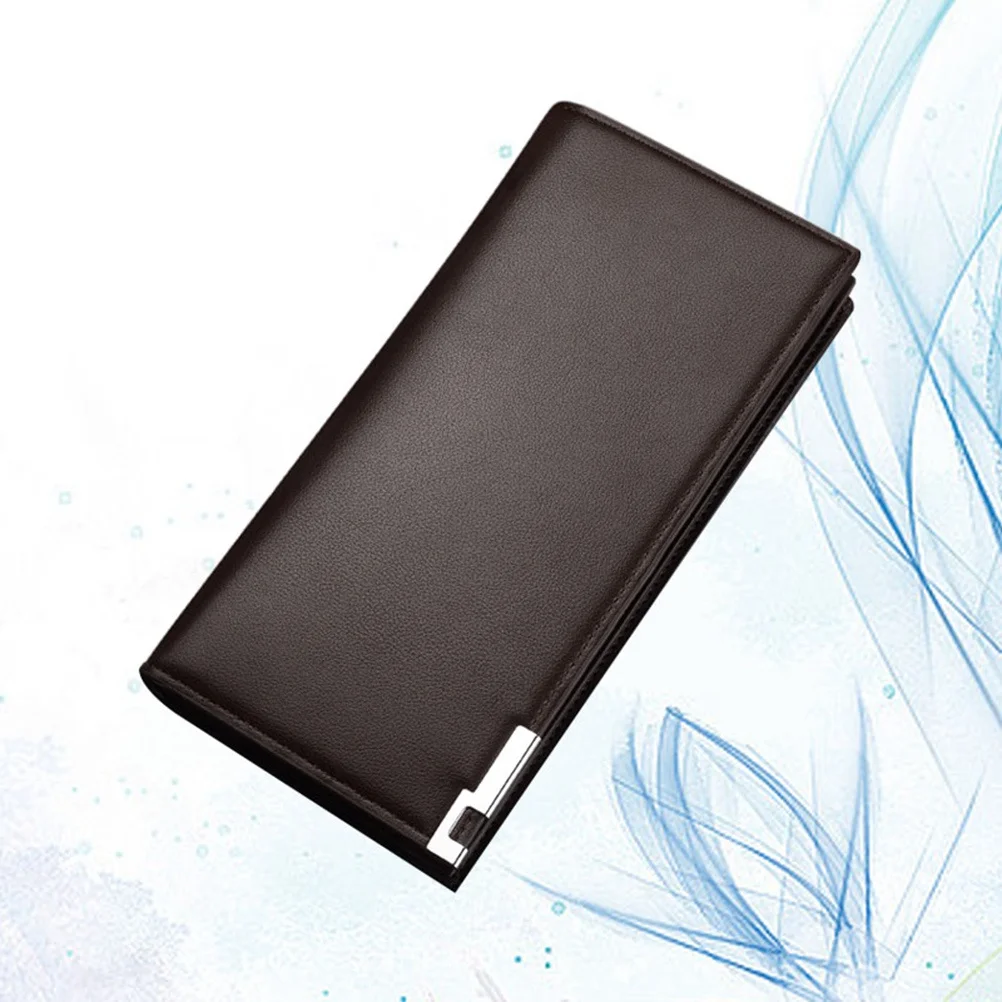 Portafoglio da uomo durevole color caffè PU porta carte di credito alla moda di grande capacità regalo per festival di compleanno