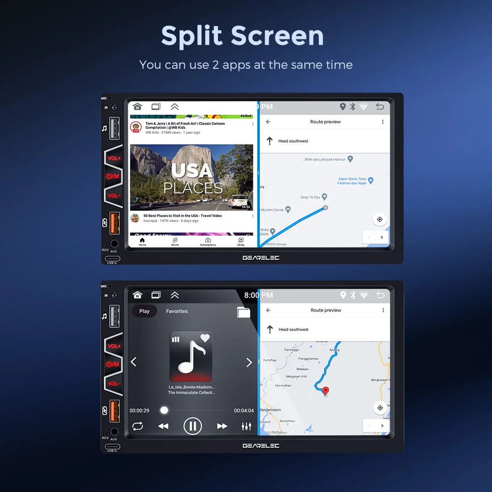 راديو السيارة العالمي CarPlay Android Auto 7 بوصة Android 13 لاسلكي مع بلوتوث واي فاي FM GPS والملاحة مشغل الوسائط المتعددة