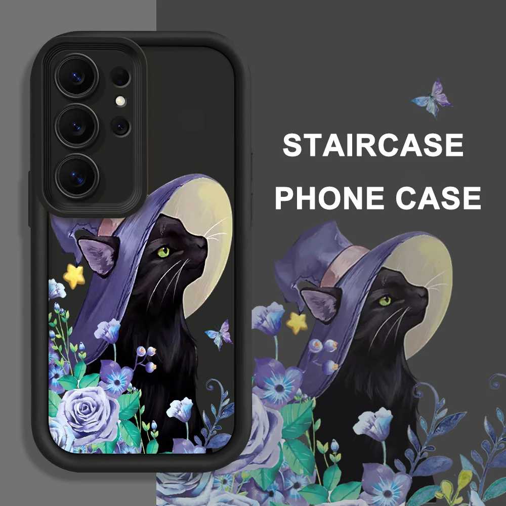 Wizard Cat Phone Case For Samsung Galaxy S26 S25 S24 S23 S22 S21 S20 FE Plus Ultra 5G Staircase Soft Cover