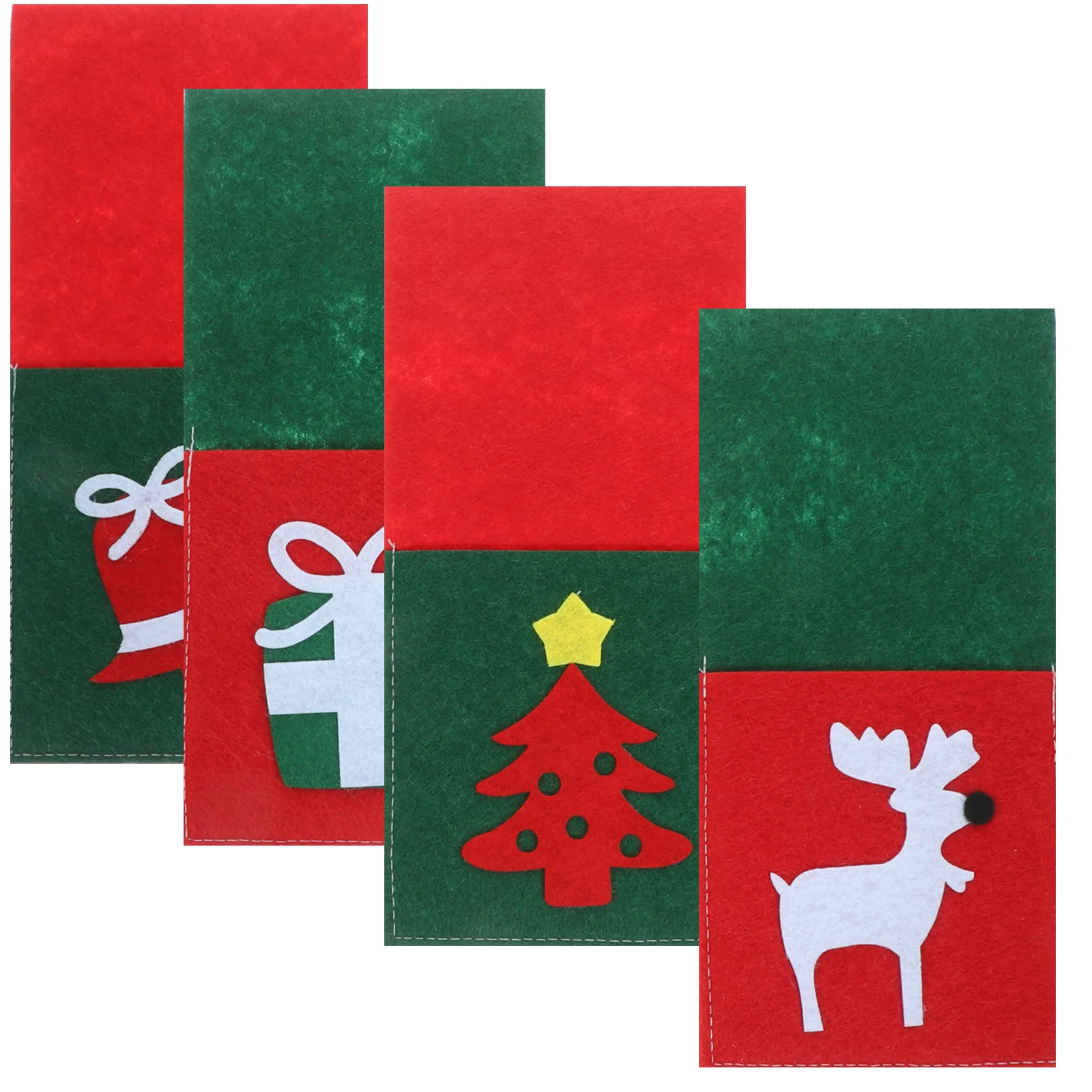 

4Pcs Christmas Cutlery Holders Felt Tableware Bags Xmas Fork Knife Sleeves Holiday Party Decor Christmas Cutlery Holder