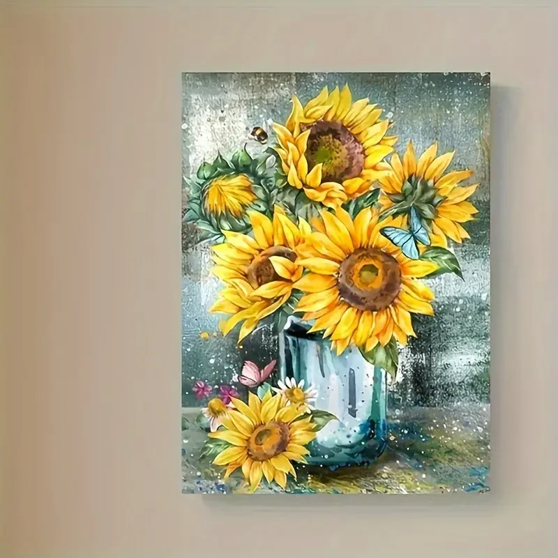 1pc No Frame Canvas Painting Sunflowers Canvas Wall Art Prints Yellow Flowers Canvas Wall Art Artwork Home Decor For Bedroom L