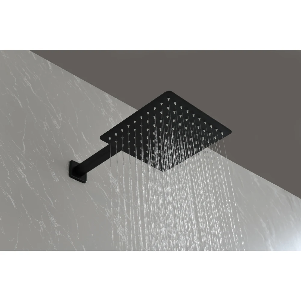 Brass Matte Black Shower Faucet Set Shower System 10 Inch Rainfall Shower Head with Handheld Sprayer Bathroom Luxury Rain Mixer