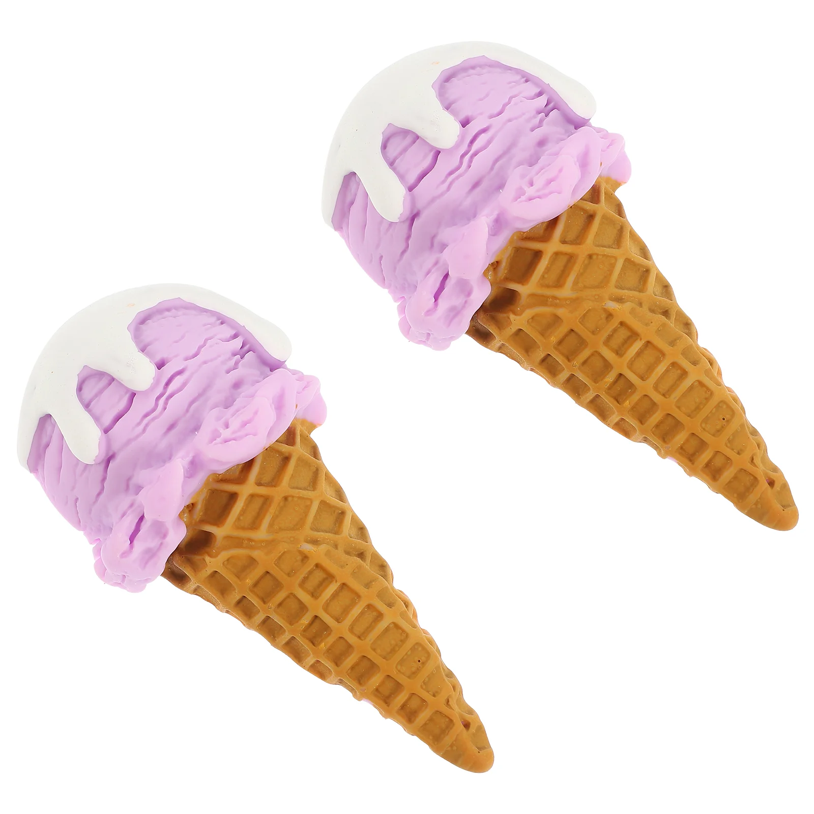 2 Pcs Cream Gum Simulated Ice Mold Display Items Dessert Fake Cone Toy Resin Models