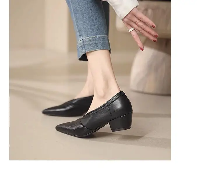 XGRAVITY Spring Autumn Designer Vintage Evening Shoes Ladies Fashion Pointed Toe V Cut Woman Shoes High Heel Pumps Sexy A017