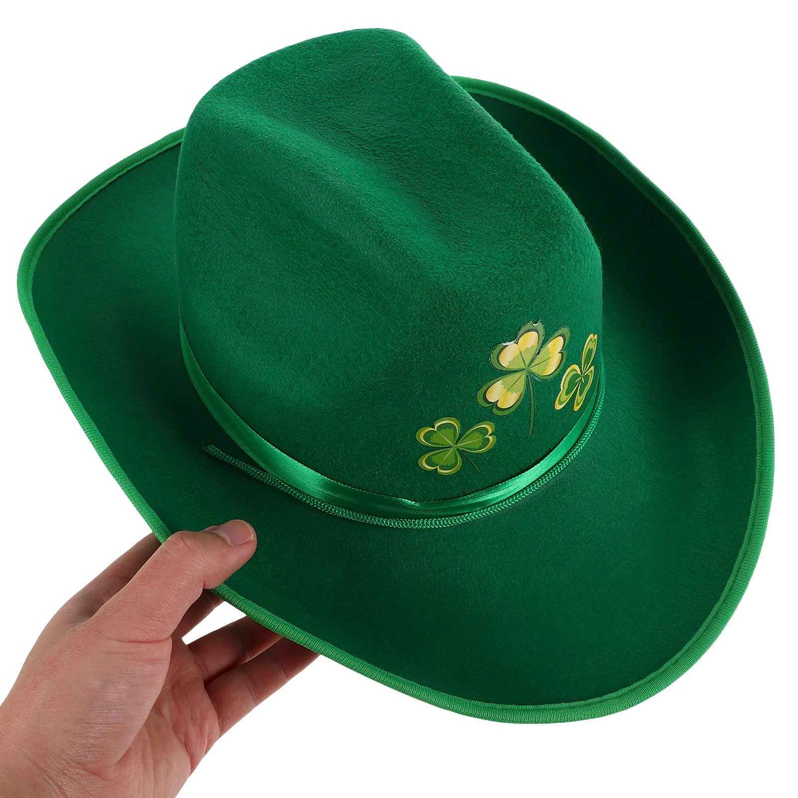 

Irish Festival Cowboy Hat Green Beige Mens Women Camo Bride Party Wide Brim Denim Shamrock St Patricks