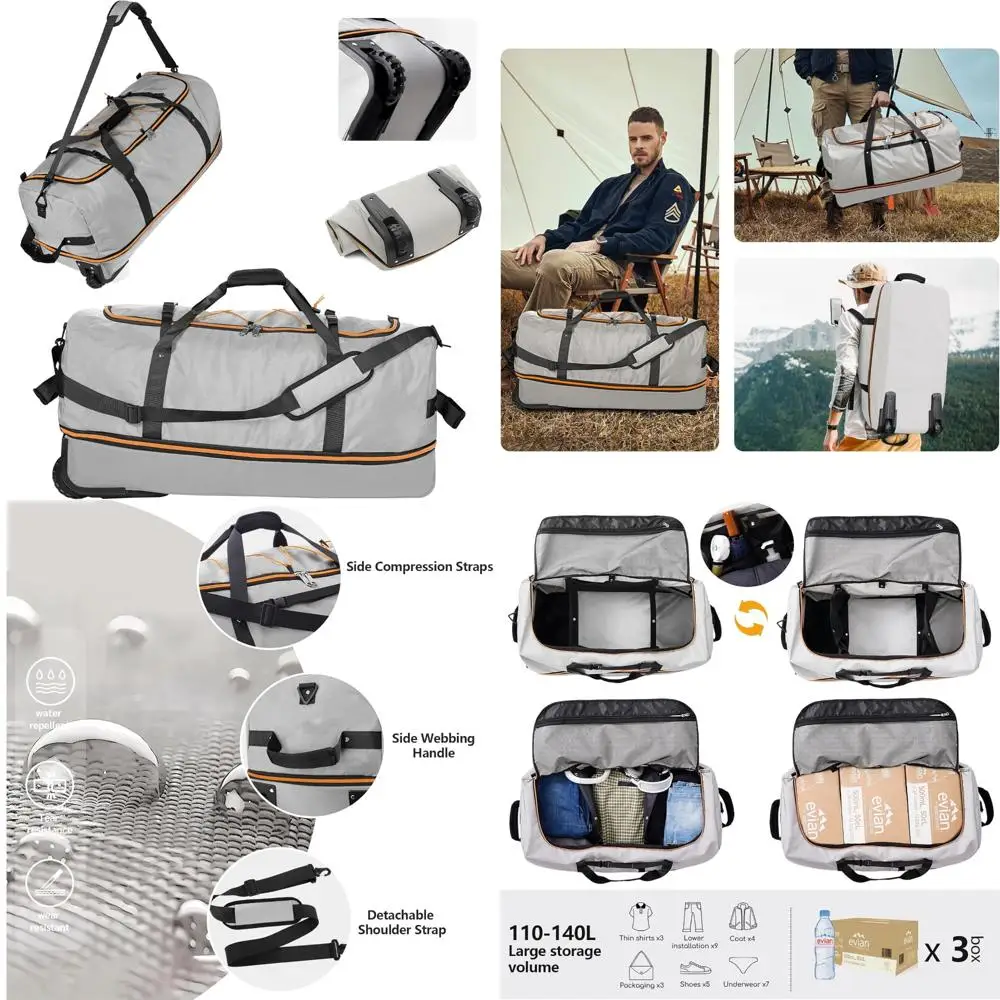 

Расширяемая дорожная сумка на колесиках 110–140 л, с мягкими боками, 2 колесами, складная дорожная сумка, несколько отделений для улучшенного органа