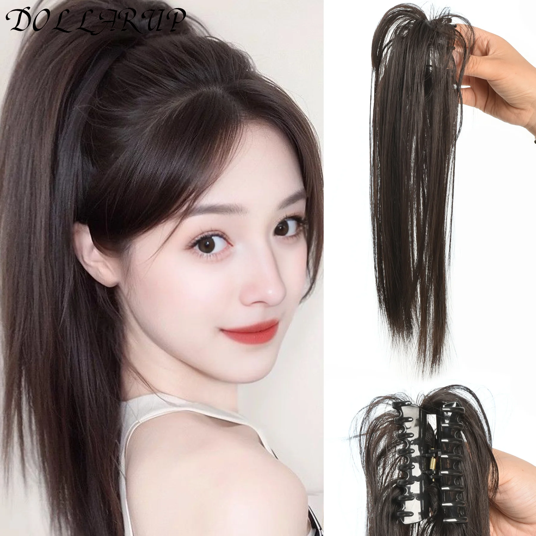 

Straight Synthetic Claw Clip Ponytail Hair Extension Short Messy Fluffy Ponytail Hairpiece For Women Natural Tail With Claw Clip