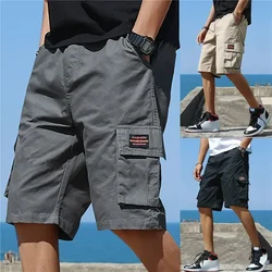 Pantalones cortos Cargo para hombre, Shorts con estampado de letras y bolsillo, informales, rectos, a la moda, novedad de verano