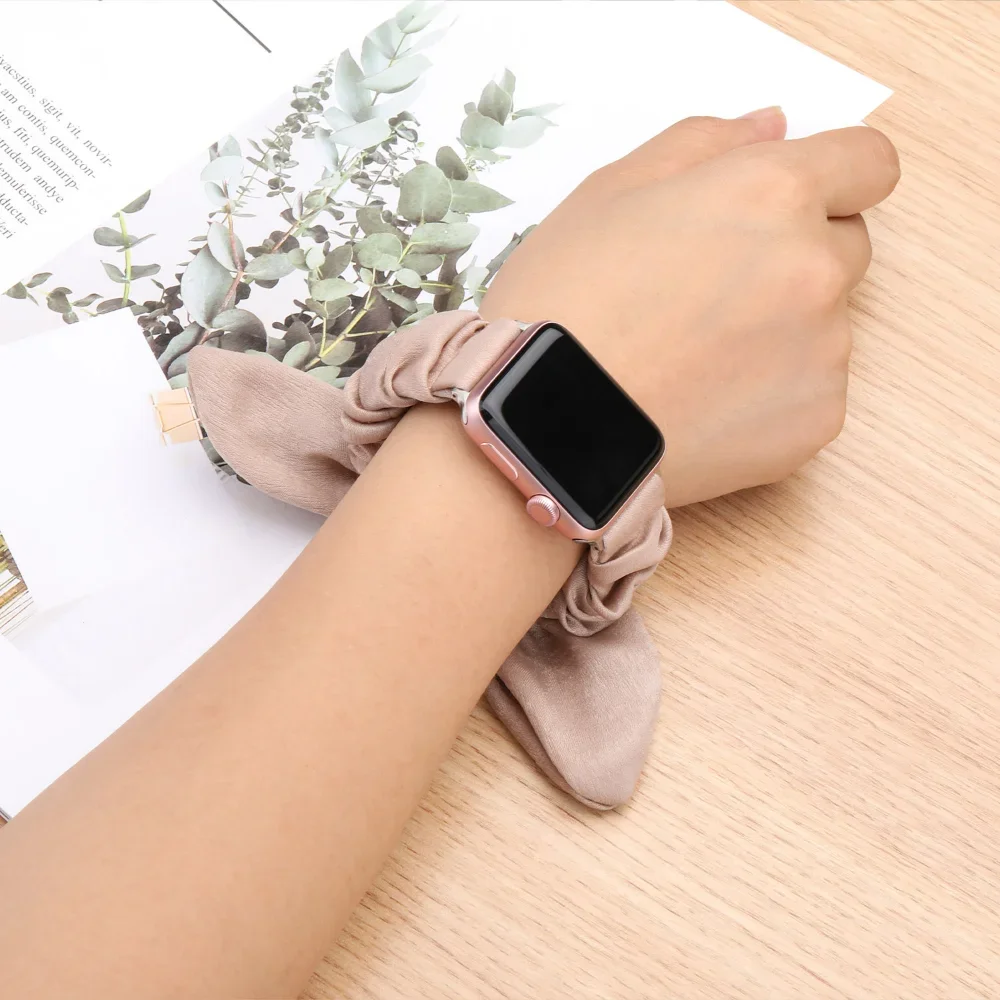 Elastic Fabric Strap for Apple Watch Band 41mm 40mm 45mm 44mm 38/42mm Women Bracelet for Iwatch 7 8 6 SE 5 4 Scrunchie Wristband