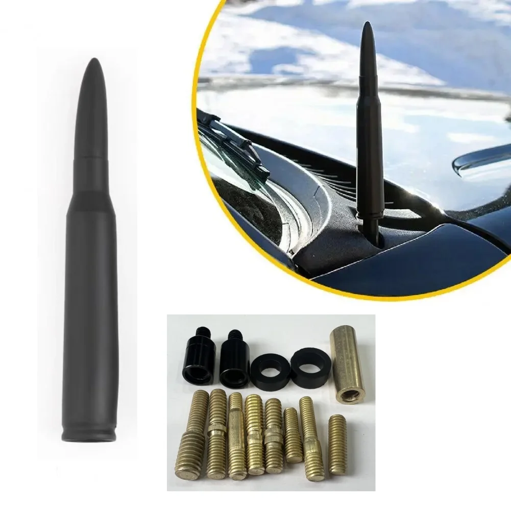 

14cm Creative Bullets Shaped Antenna Mast Stable Signal Aluminum Alloy AM/FM Radio Aerial Car Modification.