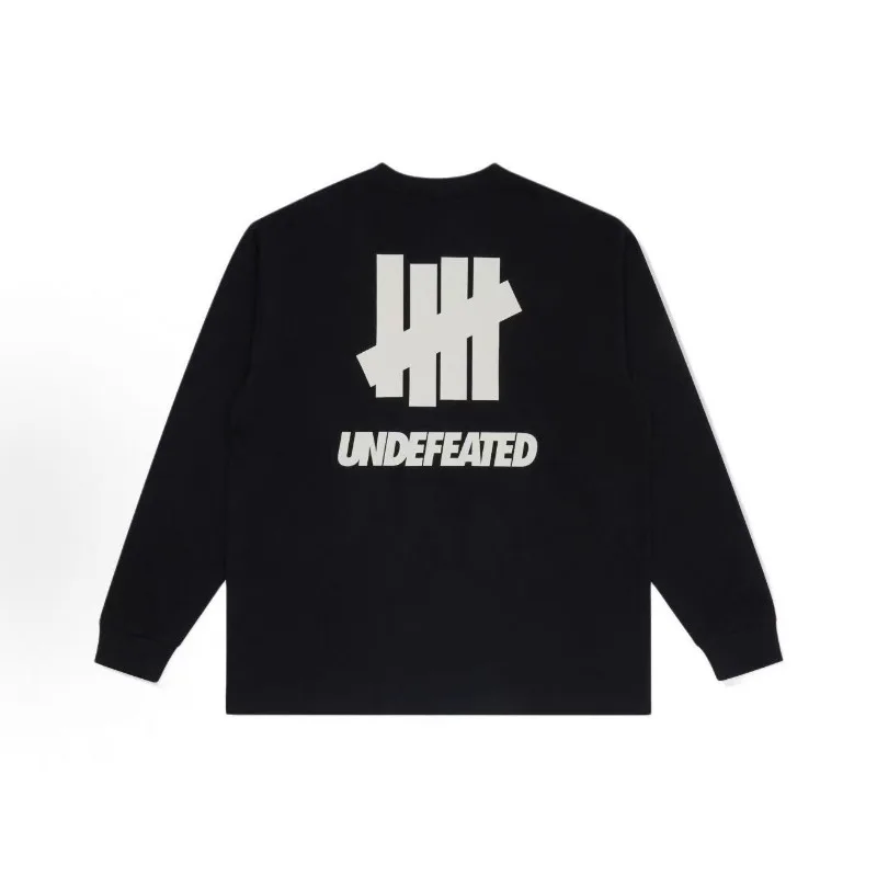 UNDEFEATED 5-Stripe Fall New American Vintage Classic Letter Loose Long Sleeve Couple T-Shirt Unisex Men Women