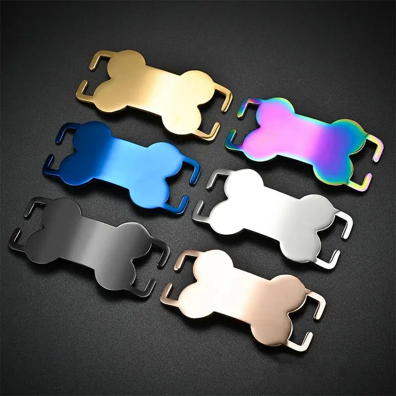 1Pcs Bone Shaped Stainless Steel Pet ID Tag Blank Mirror Dog Cat Anti Lost Collar Name Pendant For All Pets