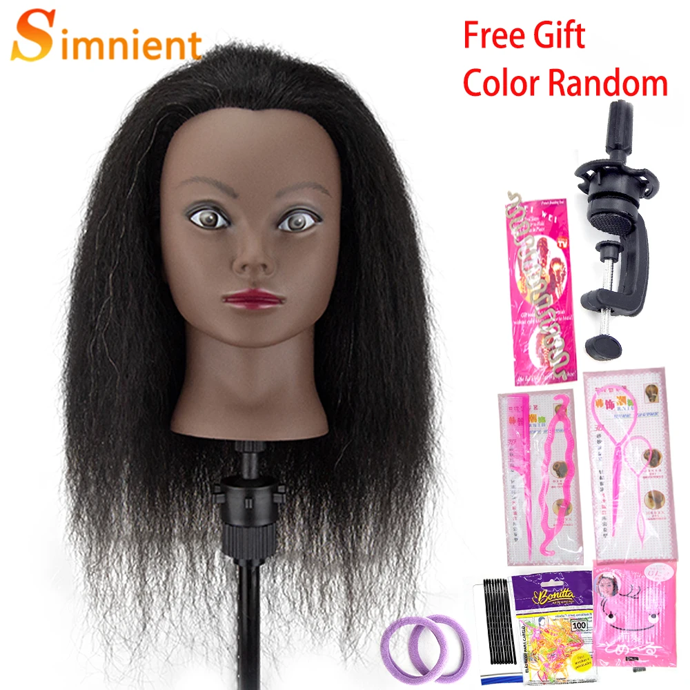 16inch Mannequin Head With Human Hair For Braiding 100%Real Hair Training Head Cosmetology With Hair Doll head For Hair Styling