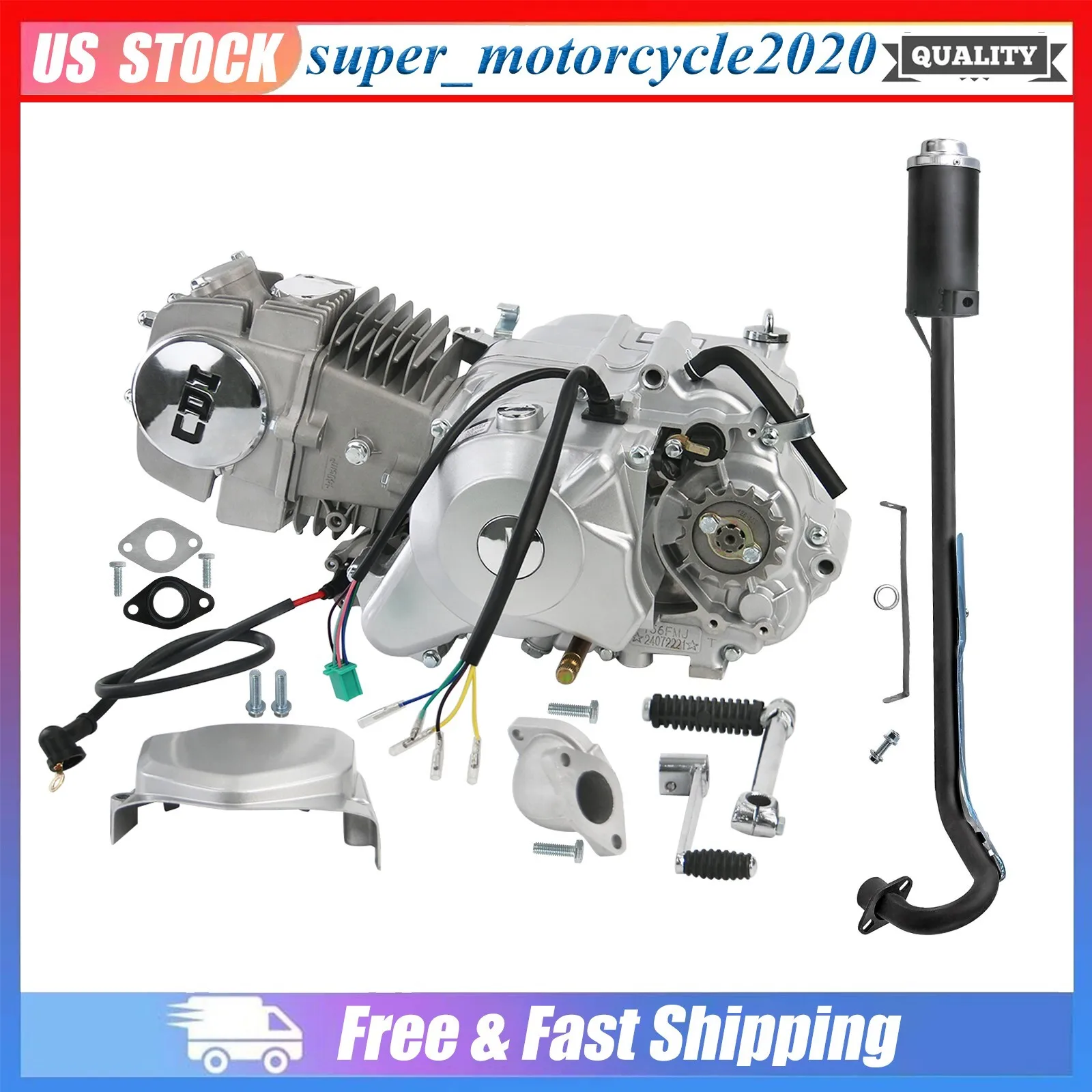 

Racing 140cc Electric Start Engine Motor Exhaust Pipe Kit For CT90 CRF50