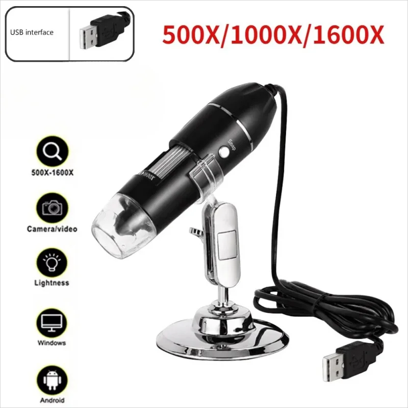 Portable Microscope Connected To A Mobile Phone Digital Microscope Camera 3in1 C Type USB Portable Electron 500X/1000X/1600X