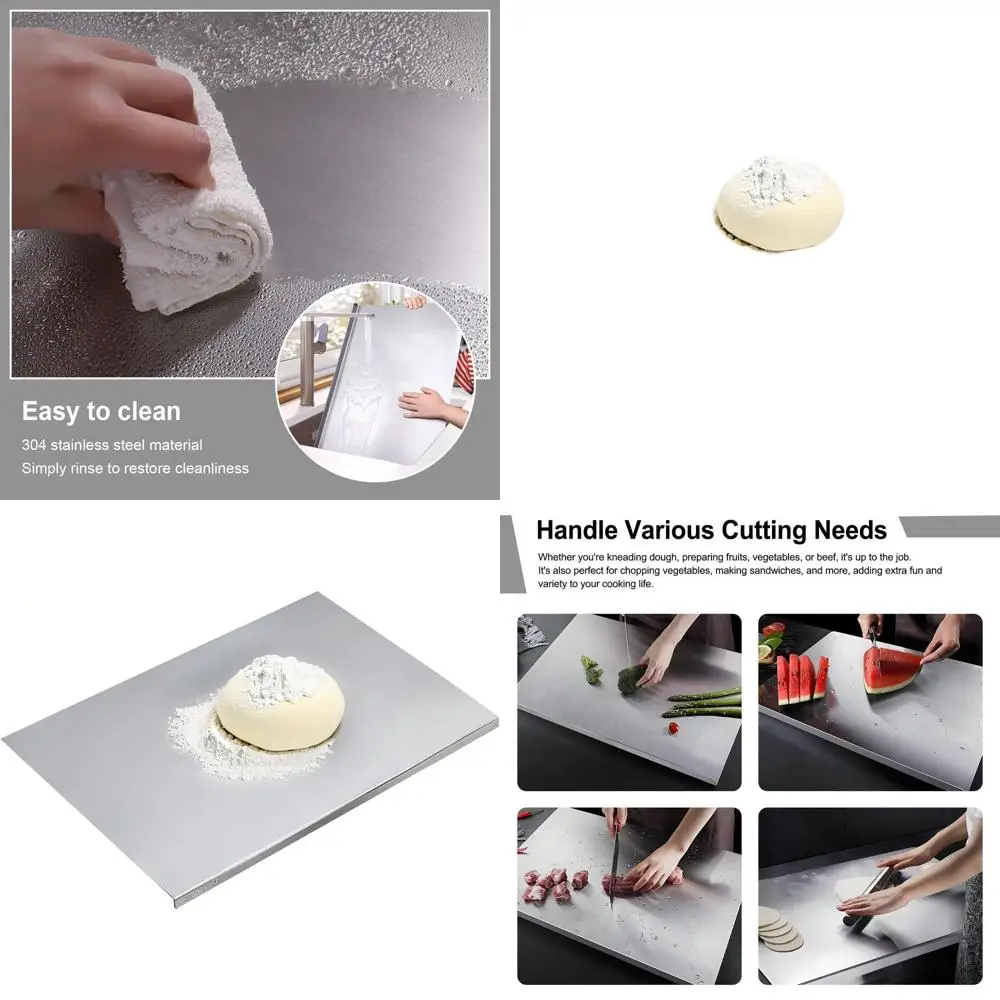 

Non-Slip Stainless Steel Chopping Board, Dishwasher Safe, Perfect for Meat, Veg, Fruits, Bread - 23.6x15.7in