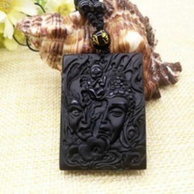 Obsidian Pendant: A Symbol of Harmony Between Good and Evil, Men's Necklace, Women's Protective Buddha P
