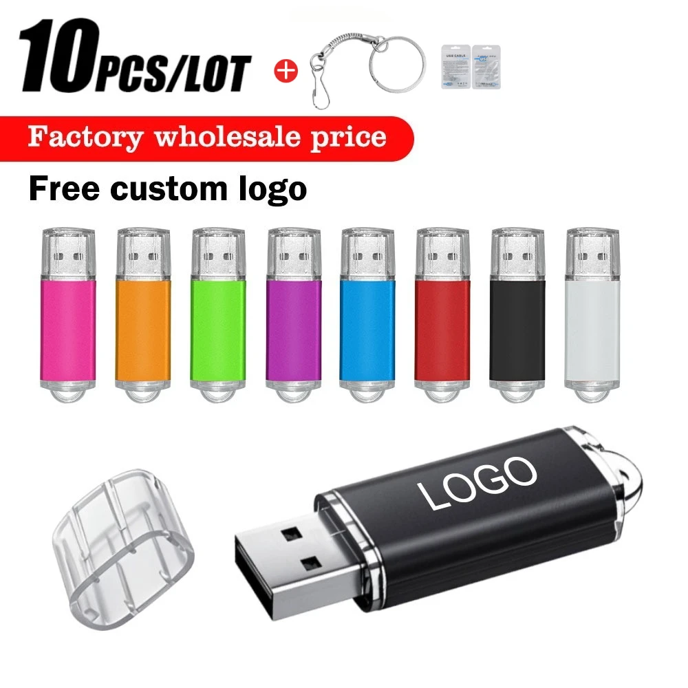 

10PCS/lot Metal USB Flash Pen Drive 4GB 8GB 16G Pendrive 32GB 64G Memory Stick Free Customized LOGO Real Capacity U Disk Cle Usb