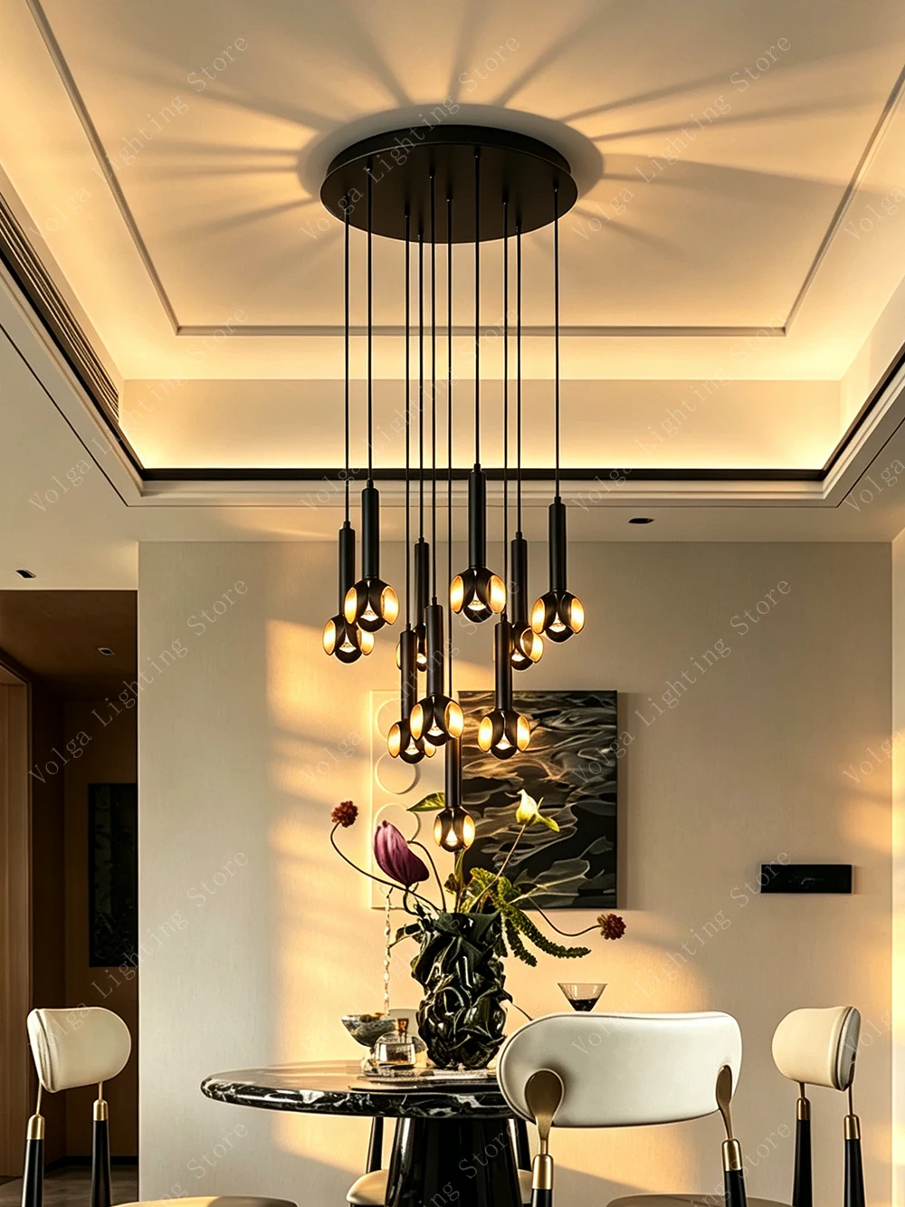 2026 New Design Black Gold Copper Chandelier Lights Upgrade Your Living Room Stairwell Hanging Lamps Lamparas