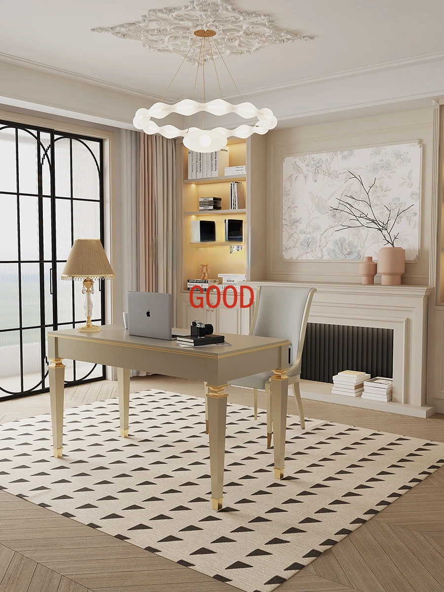 American Light Luxury Desk Chair Combination Creative Villa Simple Study Solid Wood Desk