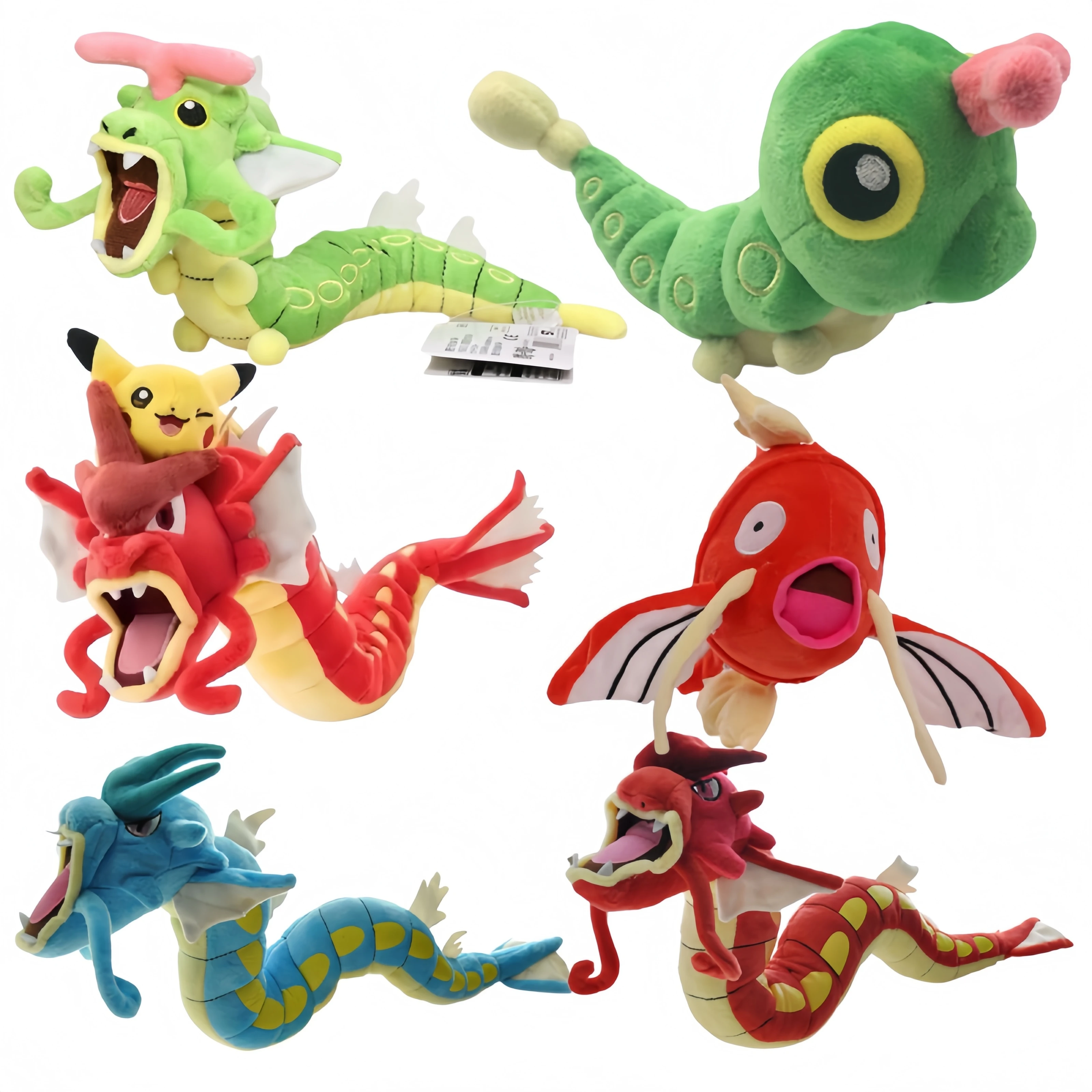 Pokemon Caterpie Fuse Gyarados Elf Plüsch Pikachu Spielzeug Gyarados Shiny Gyarados Puppe Weiche Magikarp Stofftiere als Geschenk für Jungen