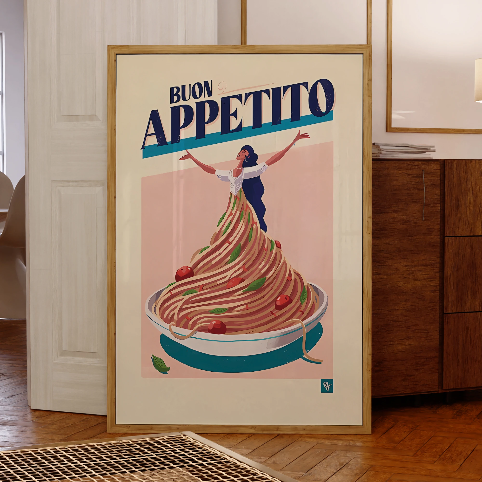 Abstraction Enjoy Your Meal Wall Art Printmaking Canvas Painting Poster Picture Living Room Bedroom Waterproof Home Decoratio