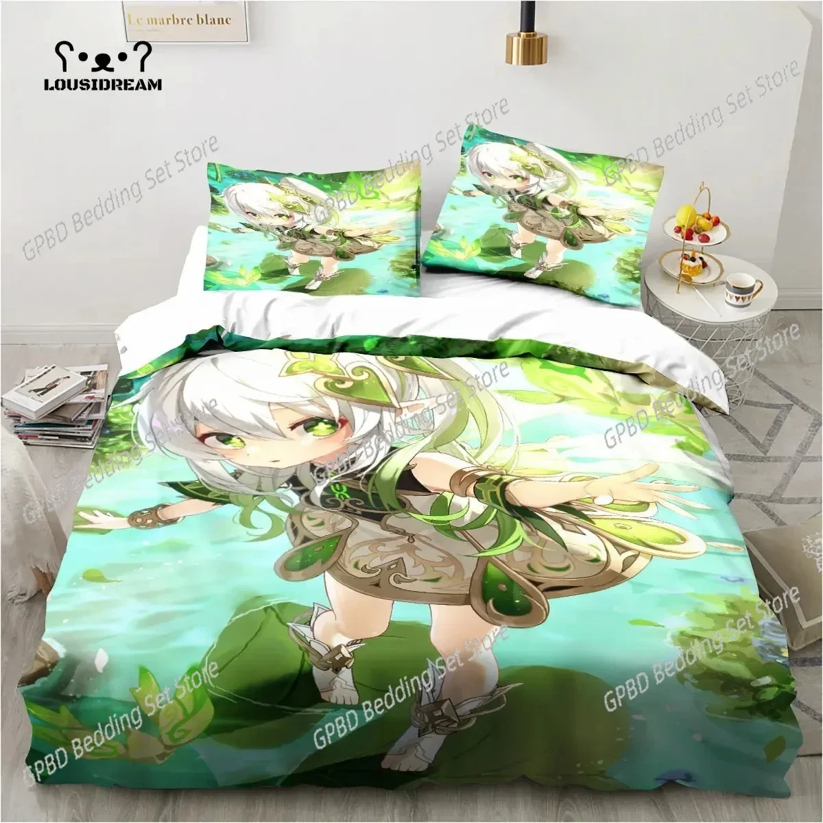 Genshin Impact Nahida 3D Bedding Set Duvet Cover Pillowcases Single Twin Full Queen King Size Home Decor Quilt Boys Gift