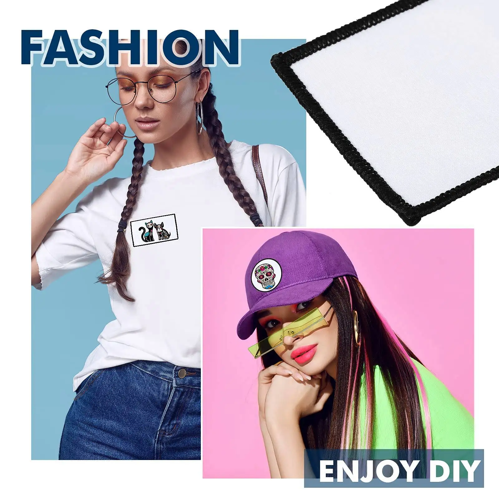 A19Q-30Pc Sublimation Patches Fabric Iron-On Blank Patches 3 Shapes Repair Patches Sublimation Blank Hat Patch For DIY Crafts