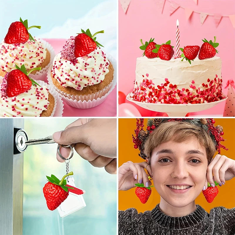 10/20 Stück künstliche Erdbeeren, künstliche Früchte für die Heimdekoration, Tischdekoration, Requisite, Feiertagsdekoration für Tagesfeiern – Detail 7
