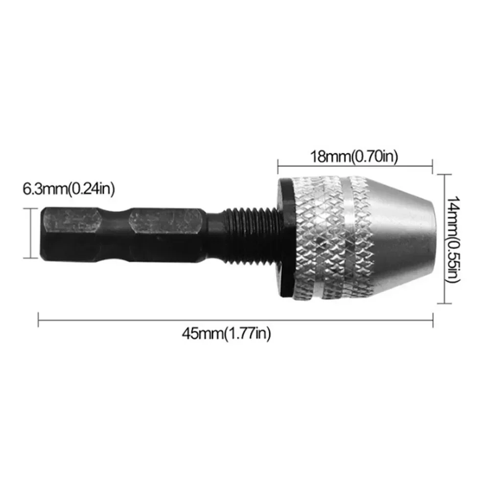 Mini Keyless Drill Chuck 0.3-3.4mm Electric Drill Bits Collet Converter 1/4" Hex Shank Quick Change Converter Self-Tighten