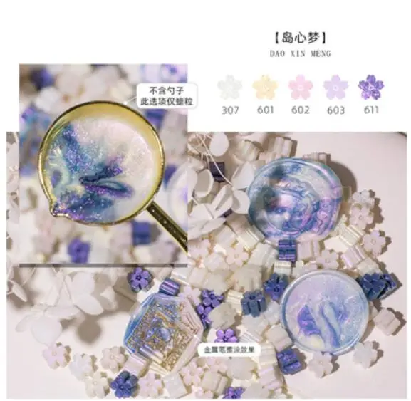 Gemengde Kleur Glitter Sakura Lakzegel Stempel Kralen DIY Gift Envelop Huwelijksuitnodiging Oude Zegel Wax Stempel Maken Gereedschap