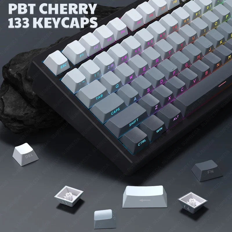 Imagem -02 - Wob Arco-íris 75 Keycaps Teclado 133 Teclas Gradiente Pbt Dye Sub Key Caps Cherry Perfil Keycaps para Crush80 Leobog Hi75 Hi8 Teclado de Alumínio