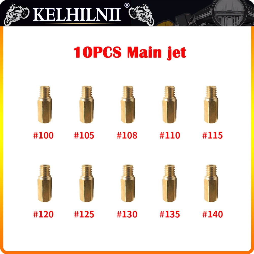 10pcs Motorcycle Carburetor Main Jet Nozzle Kit For Keihin FCR OKO KOSO PE PWK Carburetor Hexagon Motorcycle Main Jet